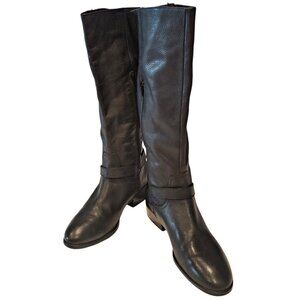 Lauren Ralph Lauren Wide Calf McLeod Black Leather Tall Riding Boots